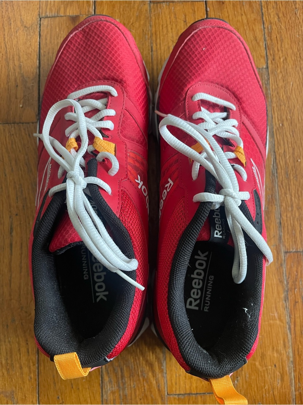Reebok mens Red and White Lace-Up Running Sneakers